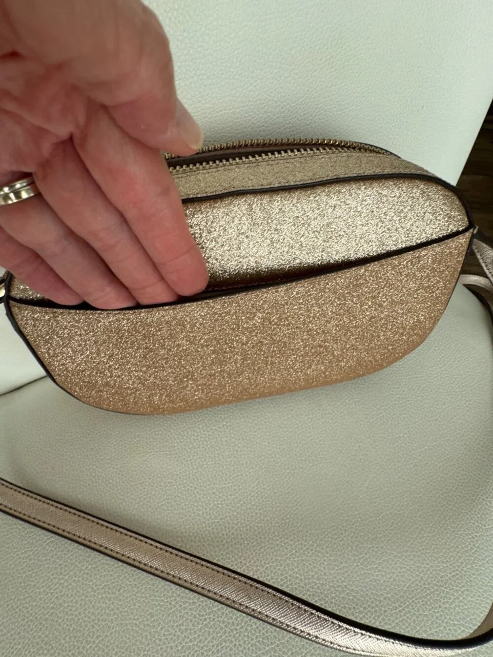 Kate Spade Glimmer Oval Camera Bag & Kenzie Glitter Card Case NWOT